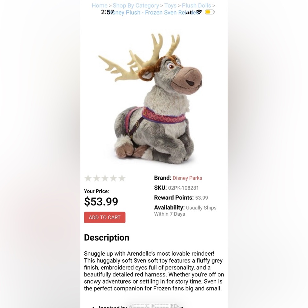 Sven Frozen stuffed animal